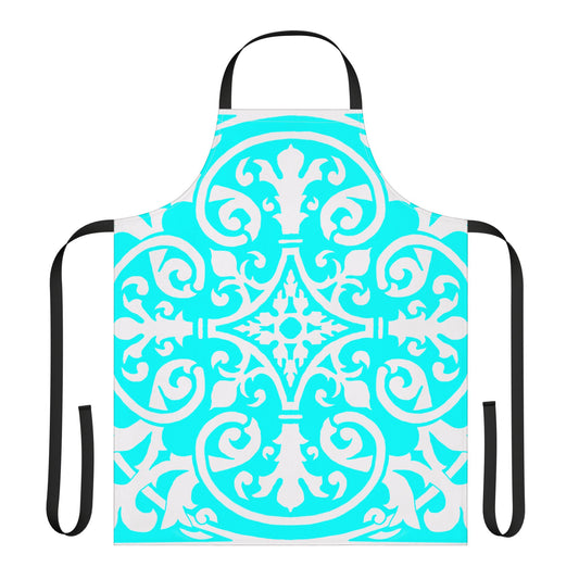 Scrollwork Apron Aqua