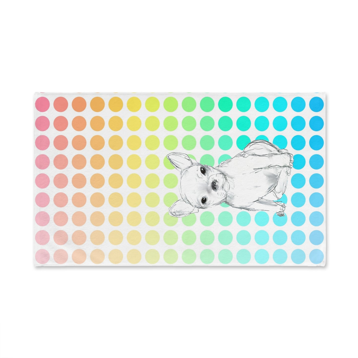 Dogi Fun Hand Towel, Chihuahua with Multi-Color Polka Dots