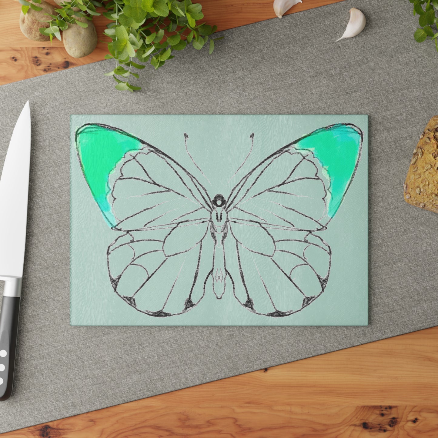 Chroma Glass Cutting Board Blue Green