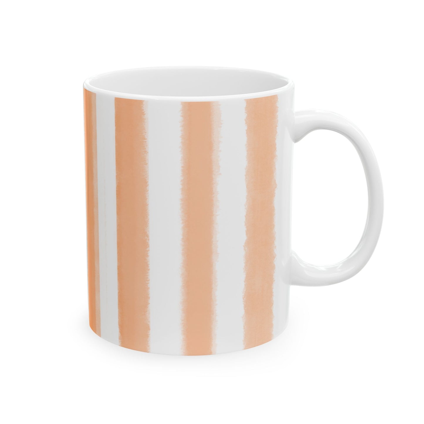 Watercolor Stripe Ceramic Mug in Orange, 11oz