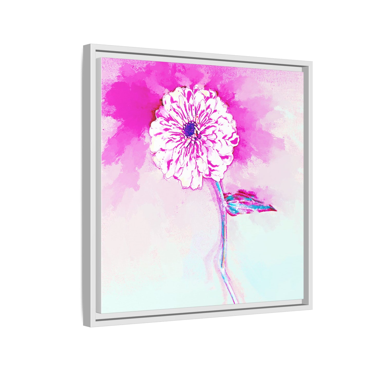 Zinnia Color Splash Matte Canvas Bright Raspberry Framed