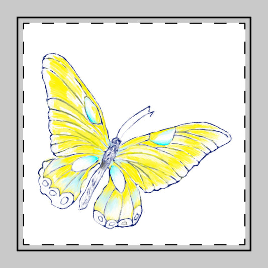 Butterfly Swing, Poly Twill Napkin, Yellow, White, Bright White Background