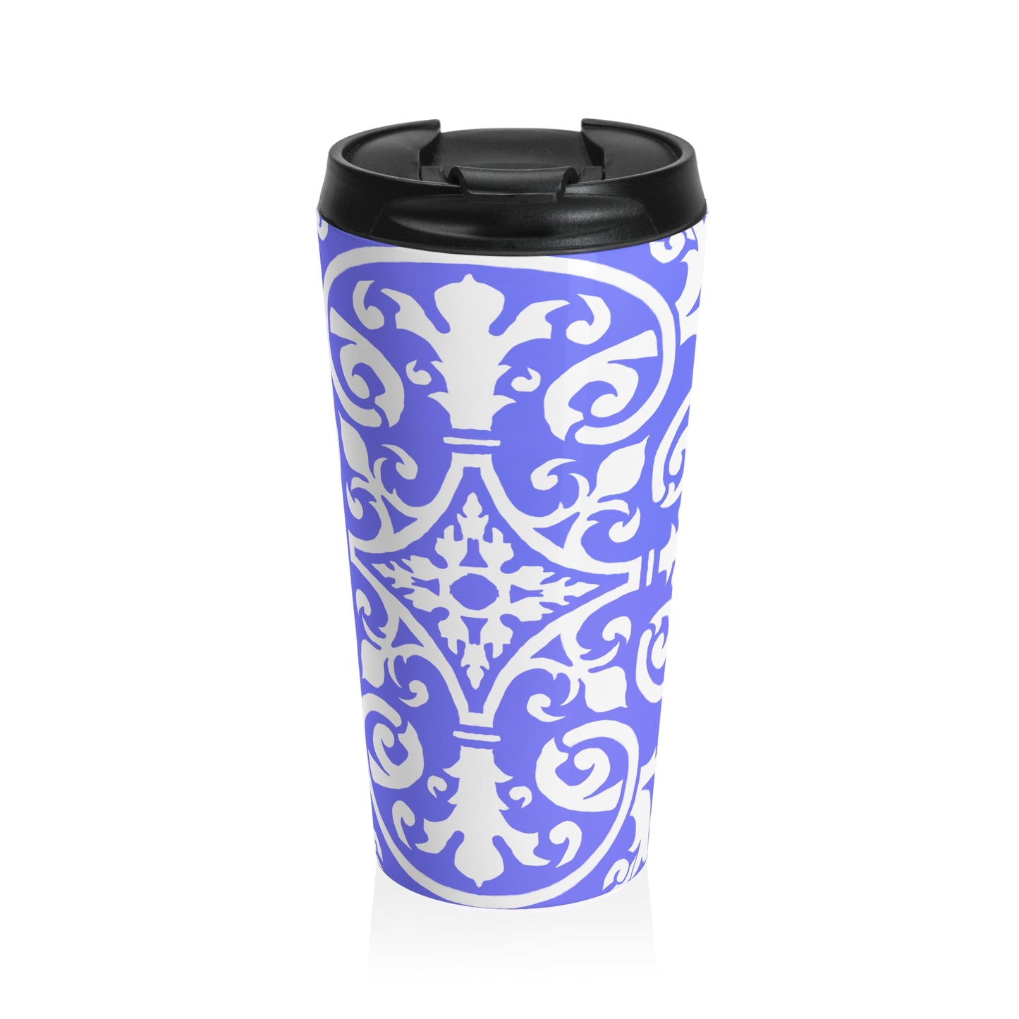 Scrollwork Stainless Steel Travel Mug  "Each step a mercy unfolding"
