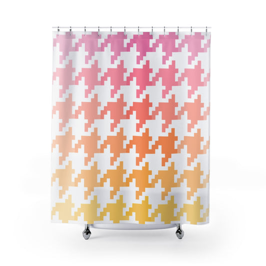 Houndstooth Fun Shower Curtains pink/orange