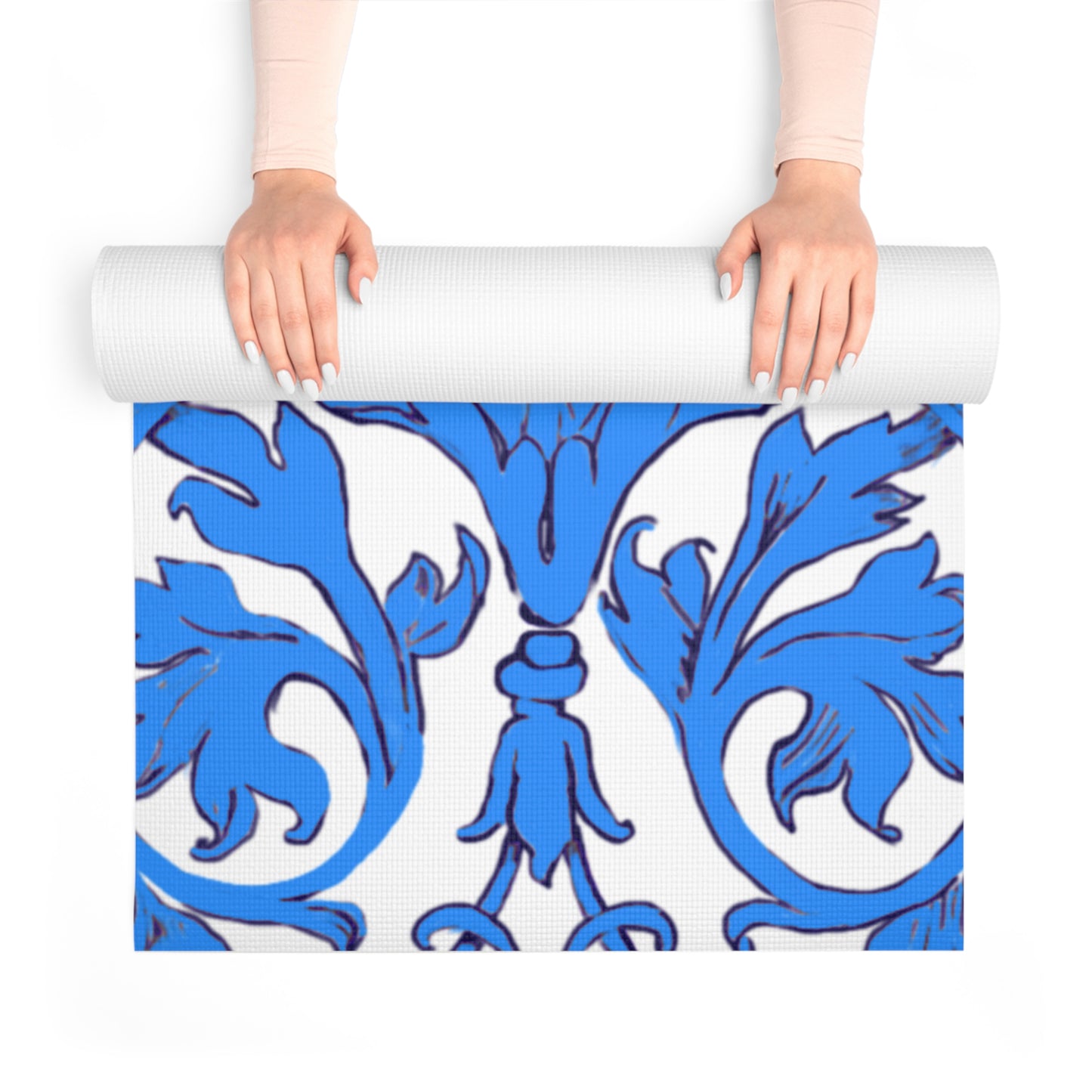 Foam Yoga Mats Scrollwork Blue
