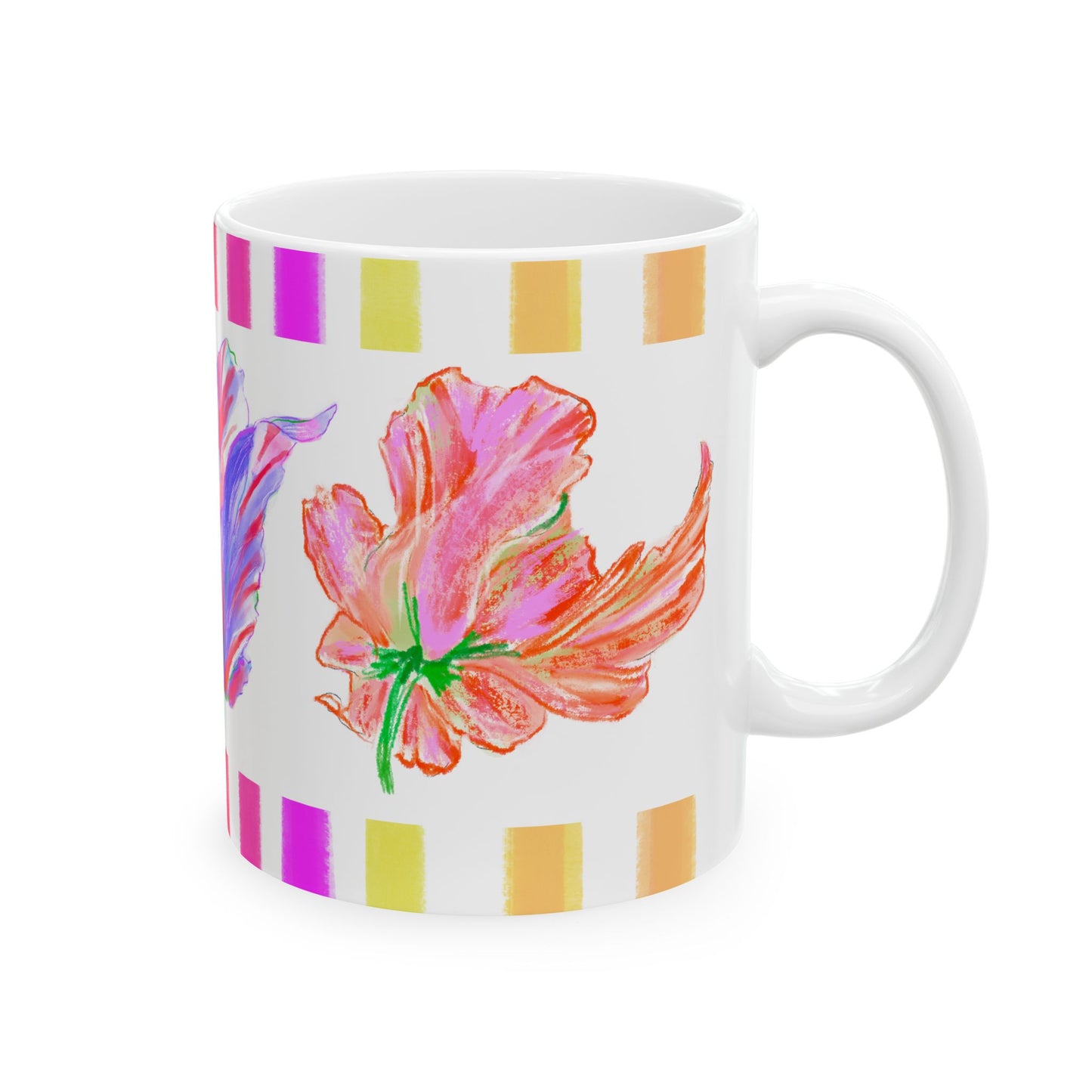 Tulip Love Ceramic Mug, (11oz, 15oz)  Purple, Orange