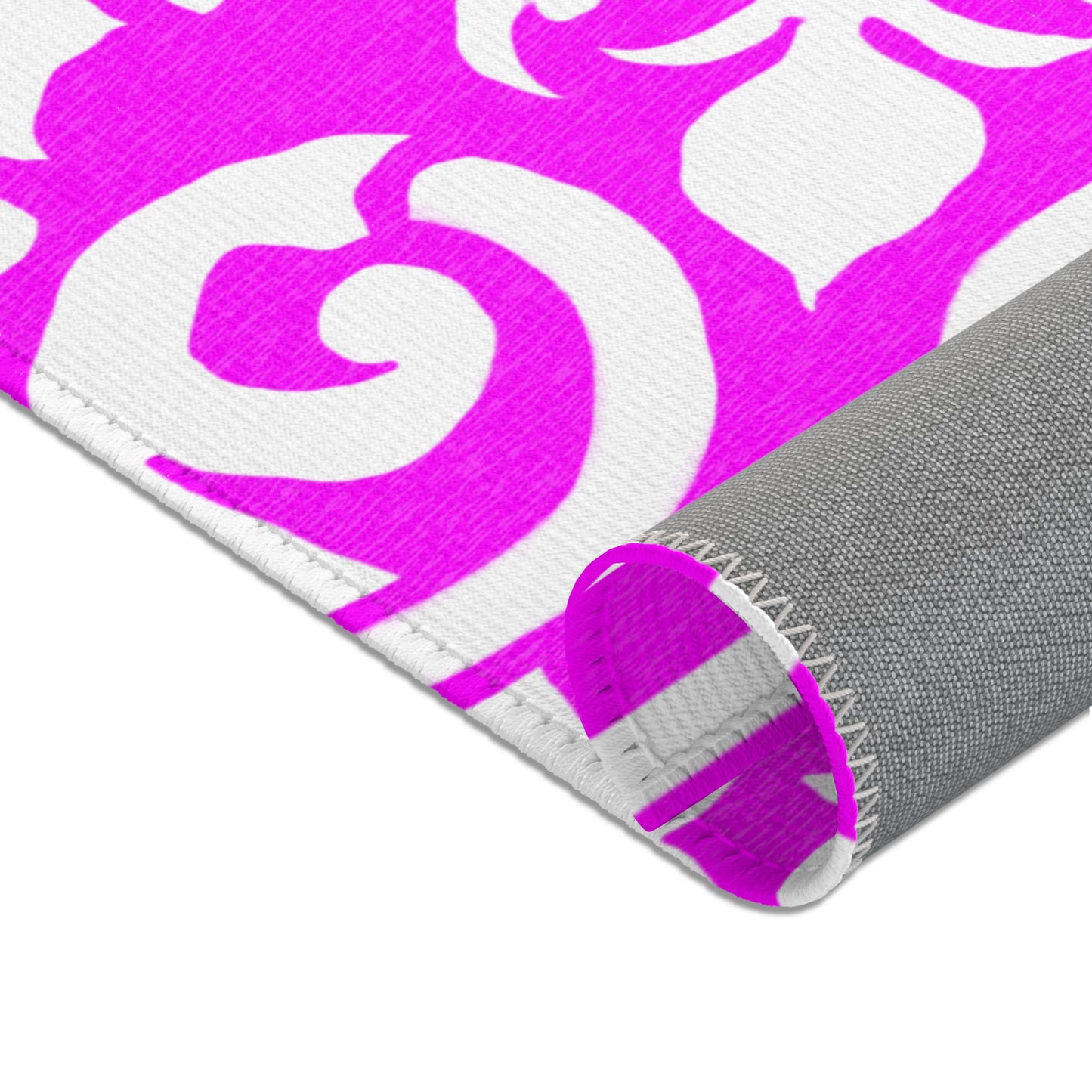 Scrollwork Indoor/Outdoor Rug Raspberry "Sola Fide..."