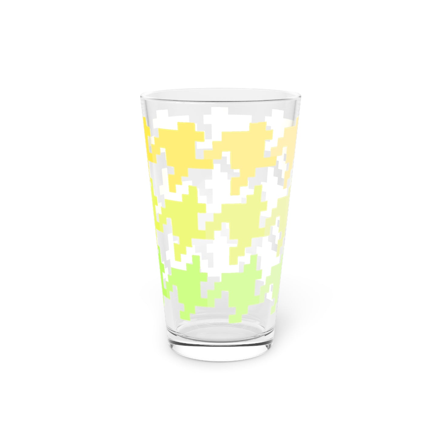 Houndstooth Fun in Yellow Pint Glass, 16oz