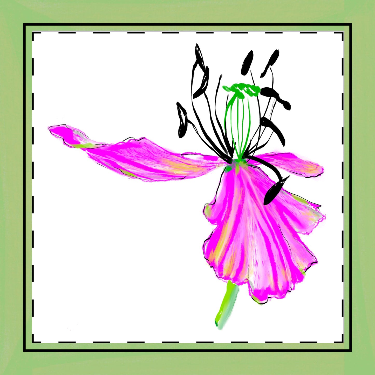 Tulip Love Poly Twill Napkin Spring Green border