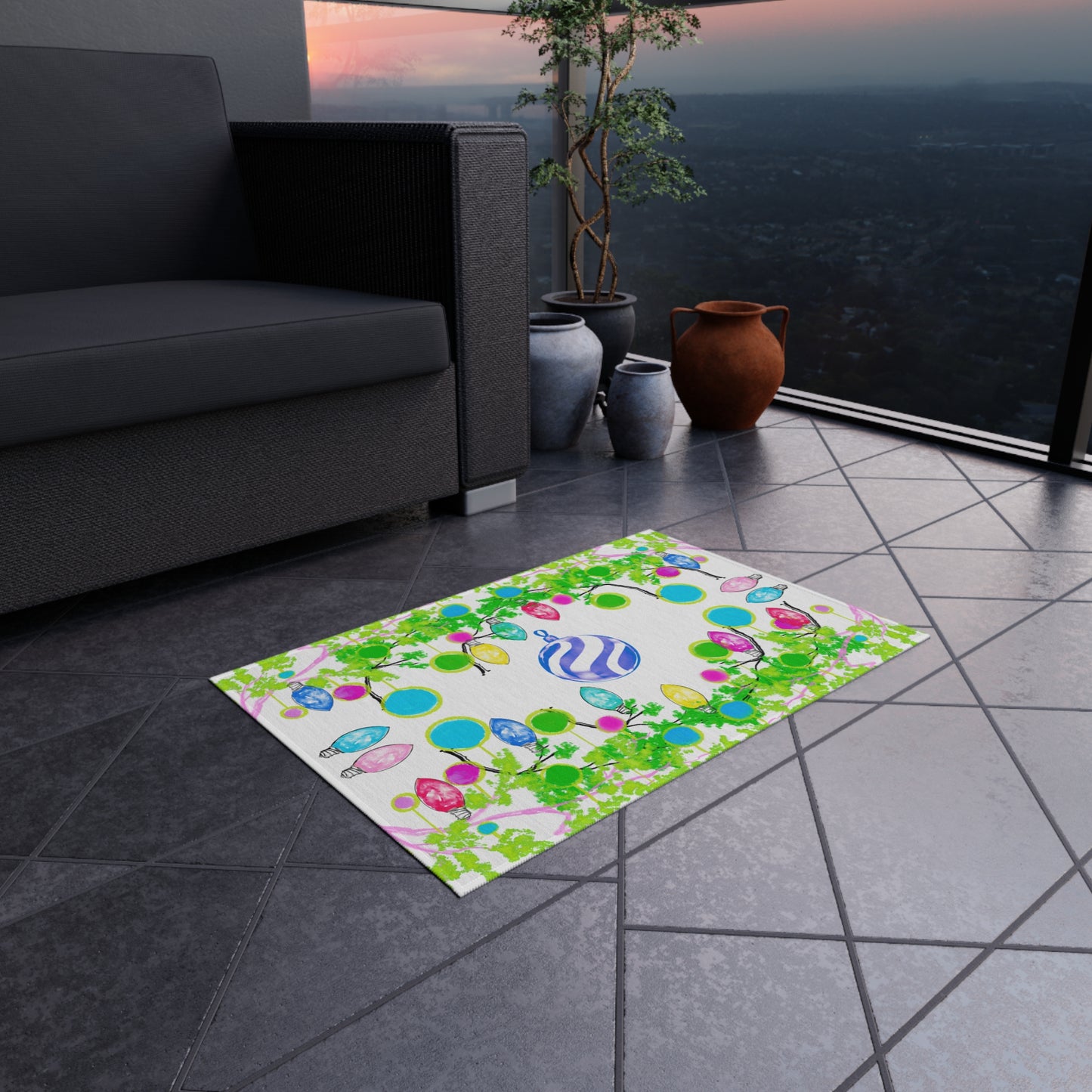 Christmas Indoor/Outdoor Rugs Dancing Christmas Lights