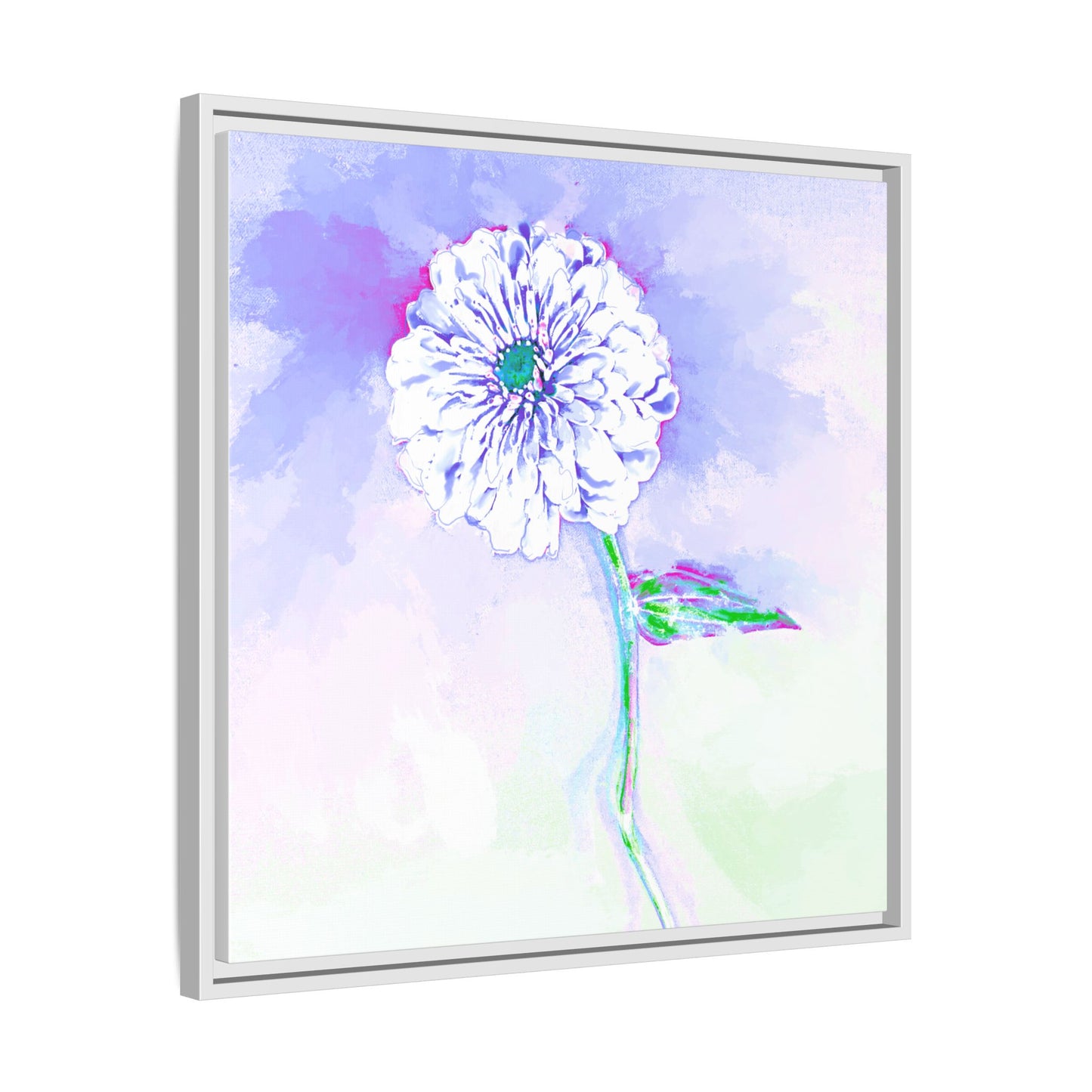 Zinnia Color Splash Matte Canvas Periwinkle Framed