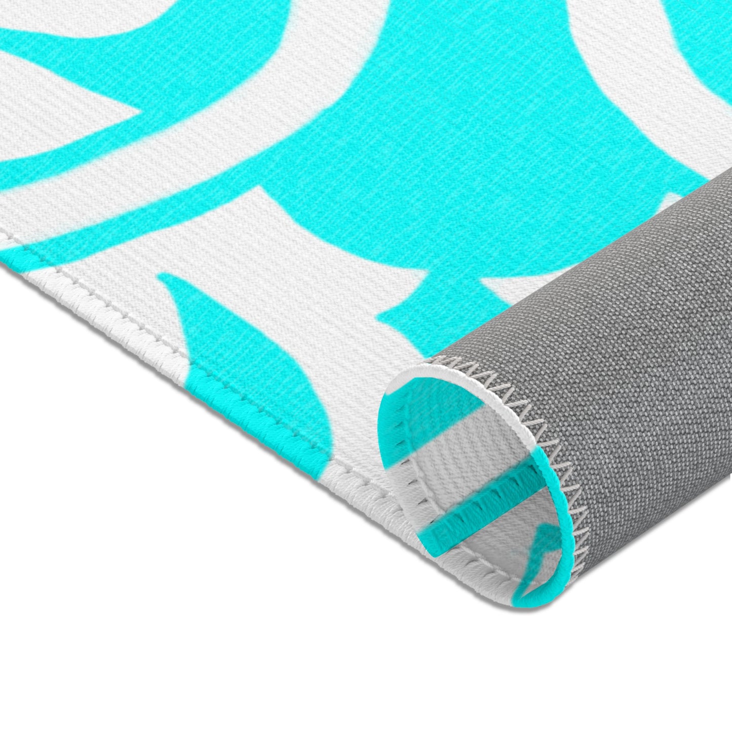 Scrollwork Indoor/Outdoor Rug Aqua "Sola Scriptura..."