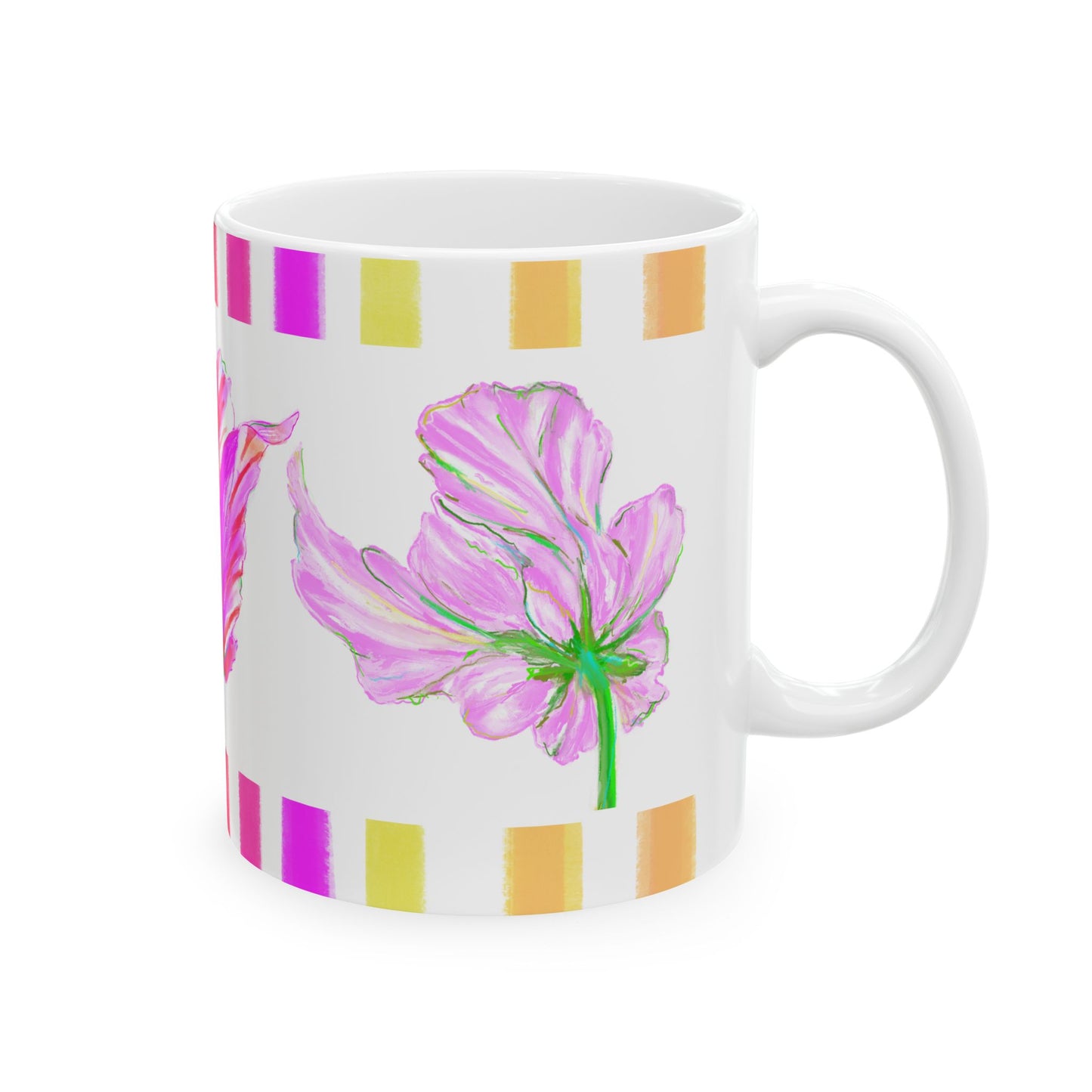 Tulip Love Ceramic Mug, (11oz, 15oz) Pinks