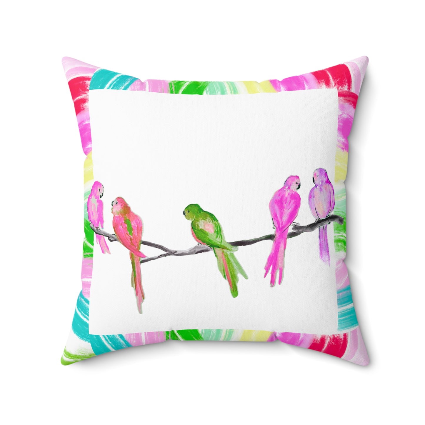 Mega Dot Polyester Square Pillow Birds