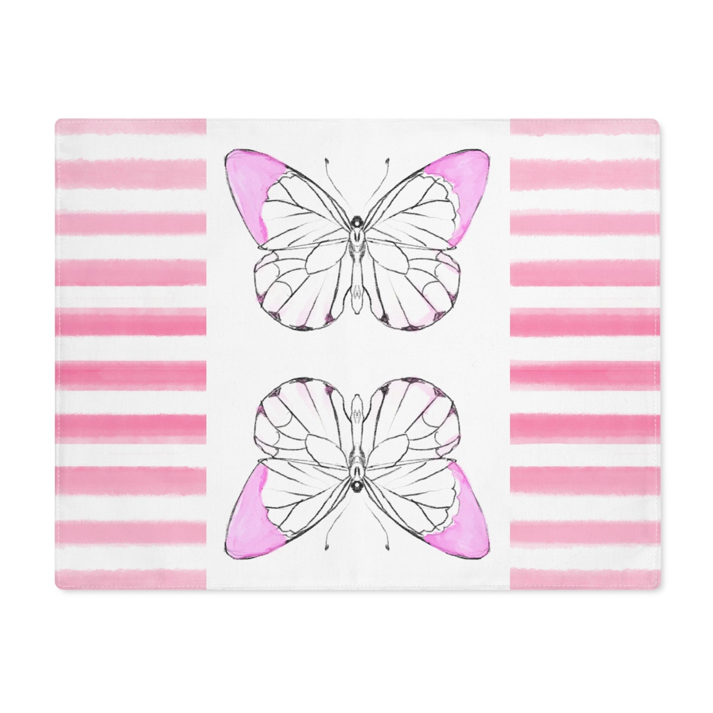 Butterfly Chroma Stripe, Placemat, 1pc, Pink, Cotton, ( Background Color Creamy White)