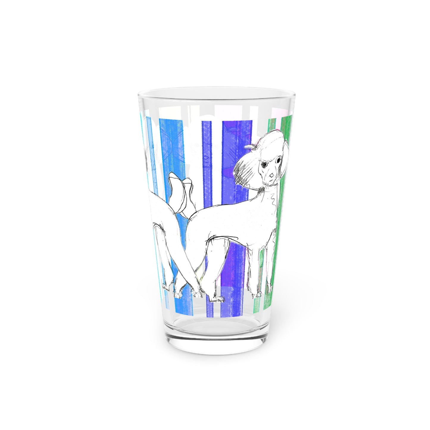 Dogi Butterfly Flutter Pint Glass in Multi-color, 16oz. Poodle