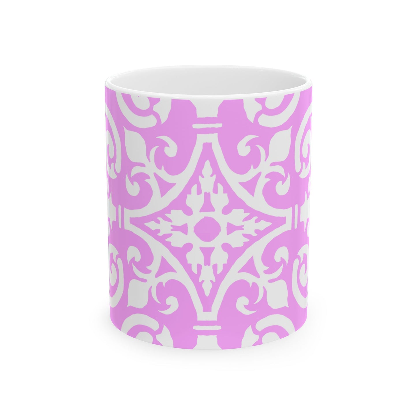 Scrollwork Ceramic Mug Pink
