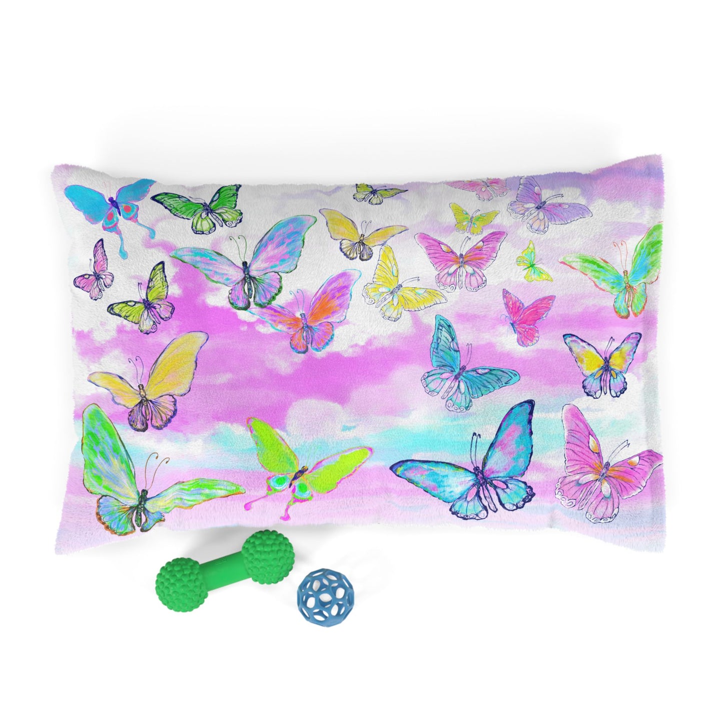 Dogi Butterfly Flutter Pet Bed Colorful Butterflies Pink Sky