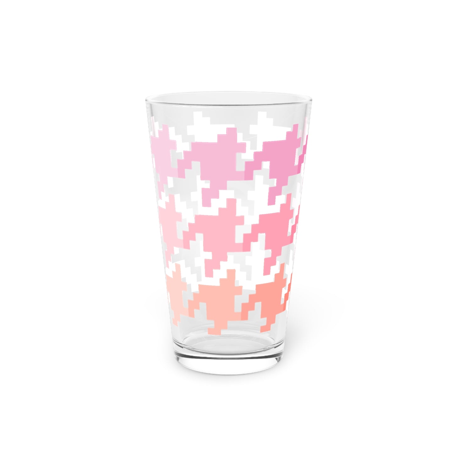 Houndstooth Fun in Pink Pint Glass, 16oz