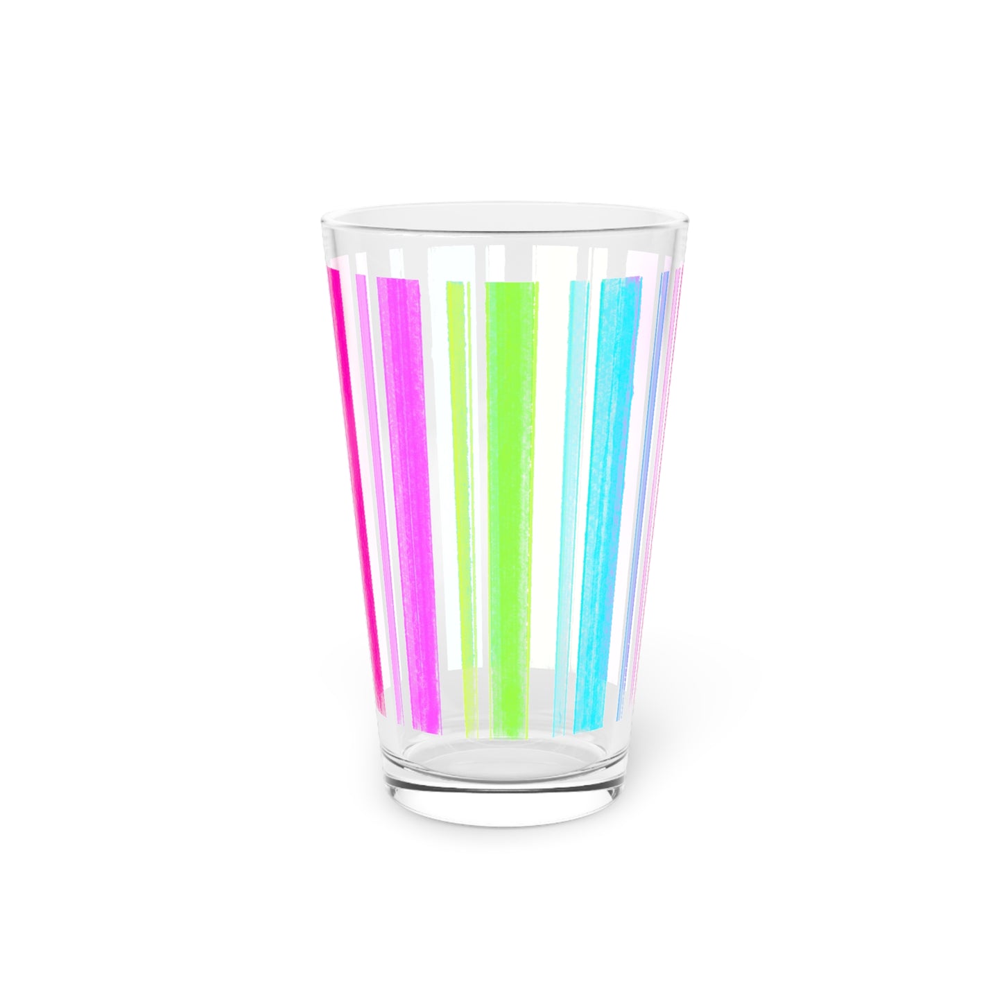 Butterfly Flutterstripe  Pint Glass, 16oz, Pink, Green, Aqua