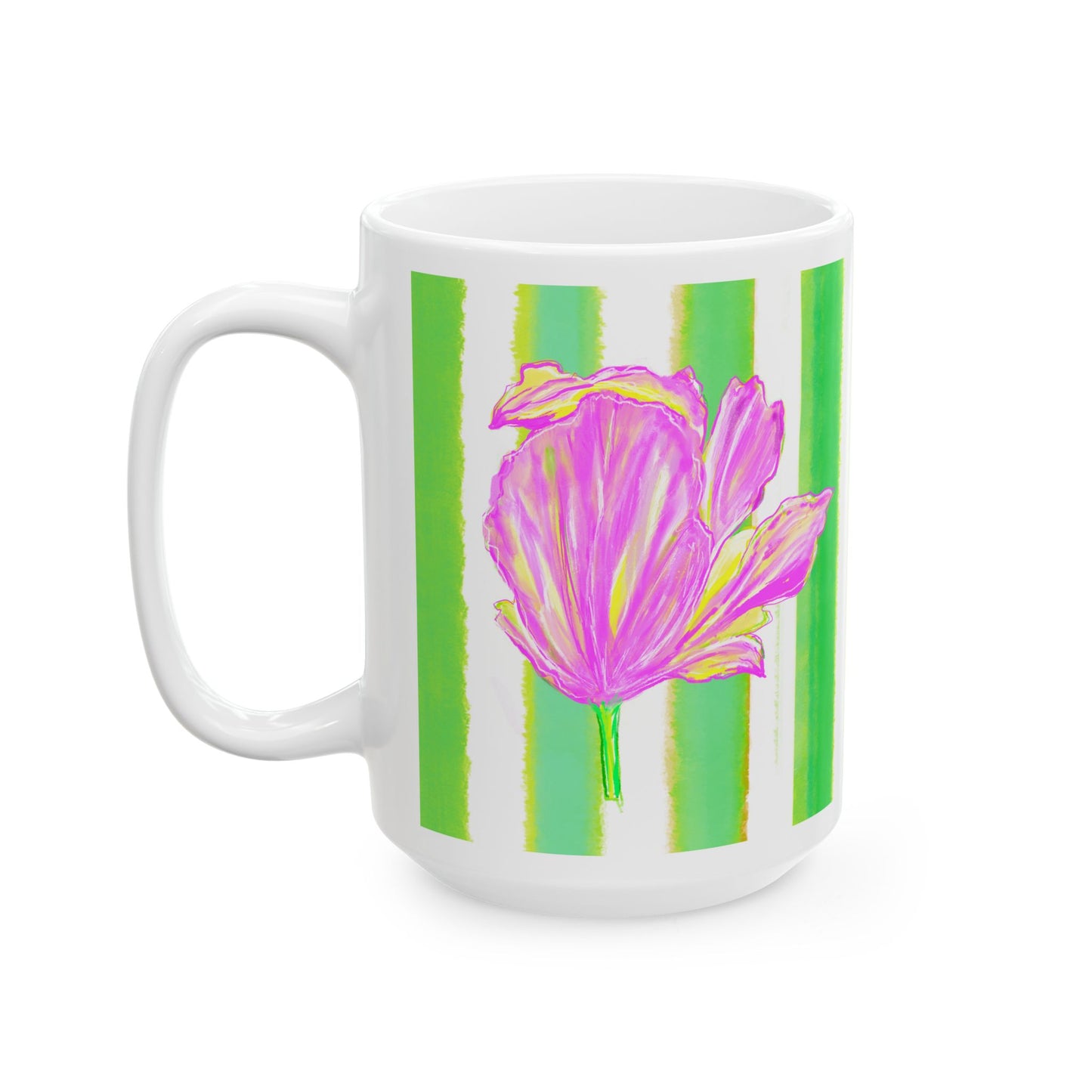 Dancing Tulips Mug Green Pink