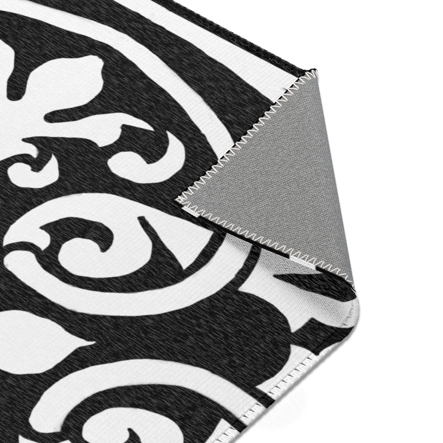 Scrollwork Indoor/Outdoor Rug Black "Sola Scriptura..."