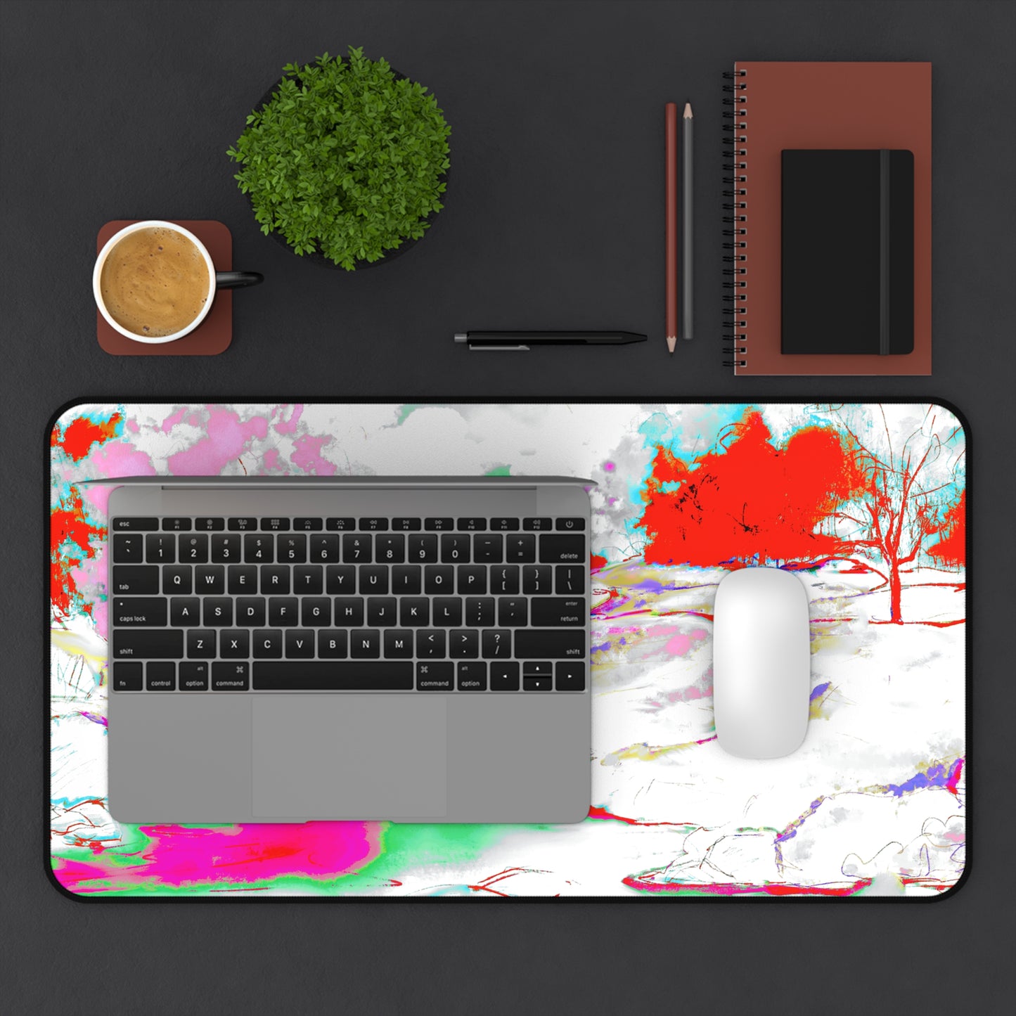 Joyful Landscapes Desk Mat, Yellow and Blue