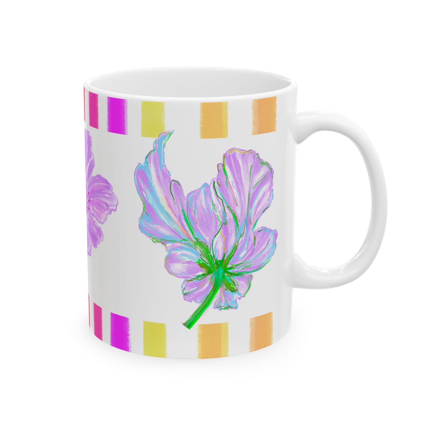 Tulip Love Ceramic Mug, (11oz, 15oz) Lilac, Aqua