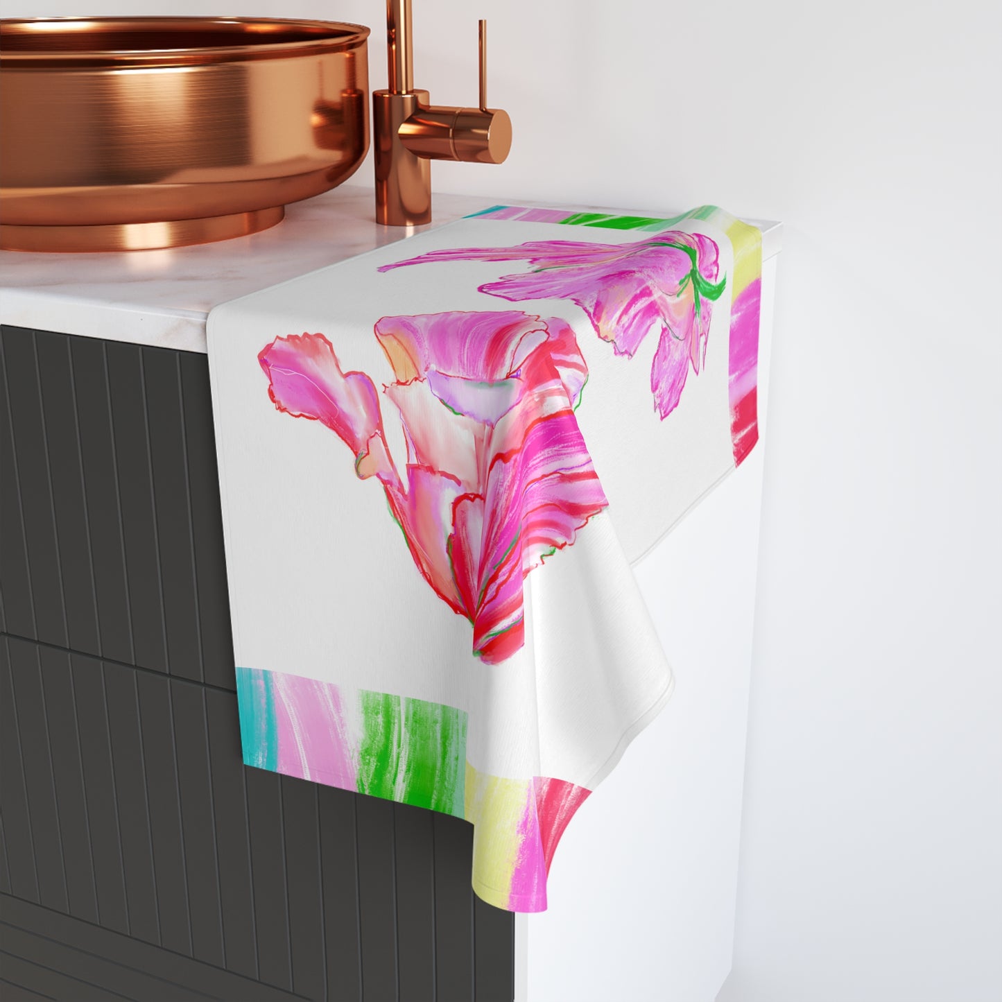 Dancing Tulips Hand Towel  Pinks