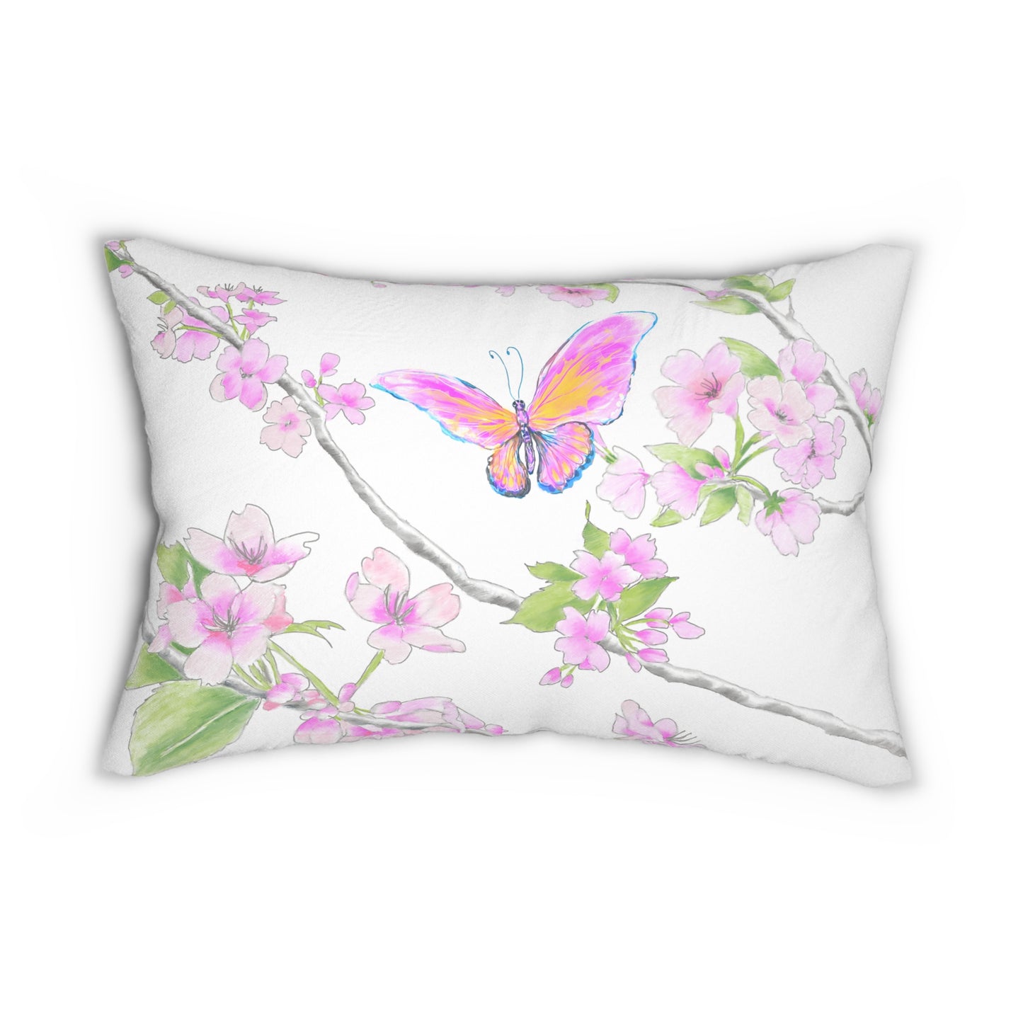 Cherry Blossom Spun Polyester Lumbar Pillow