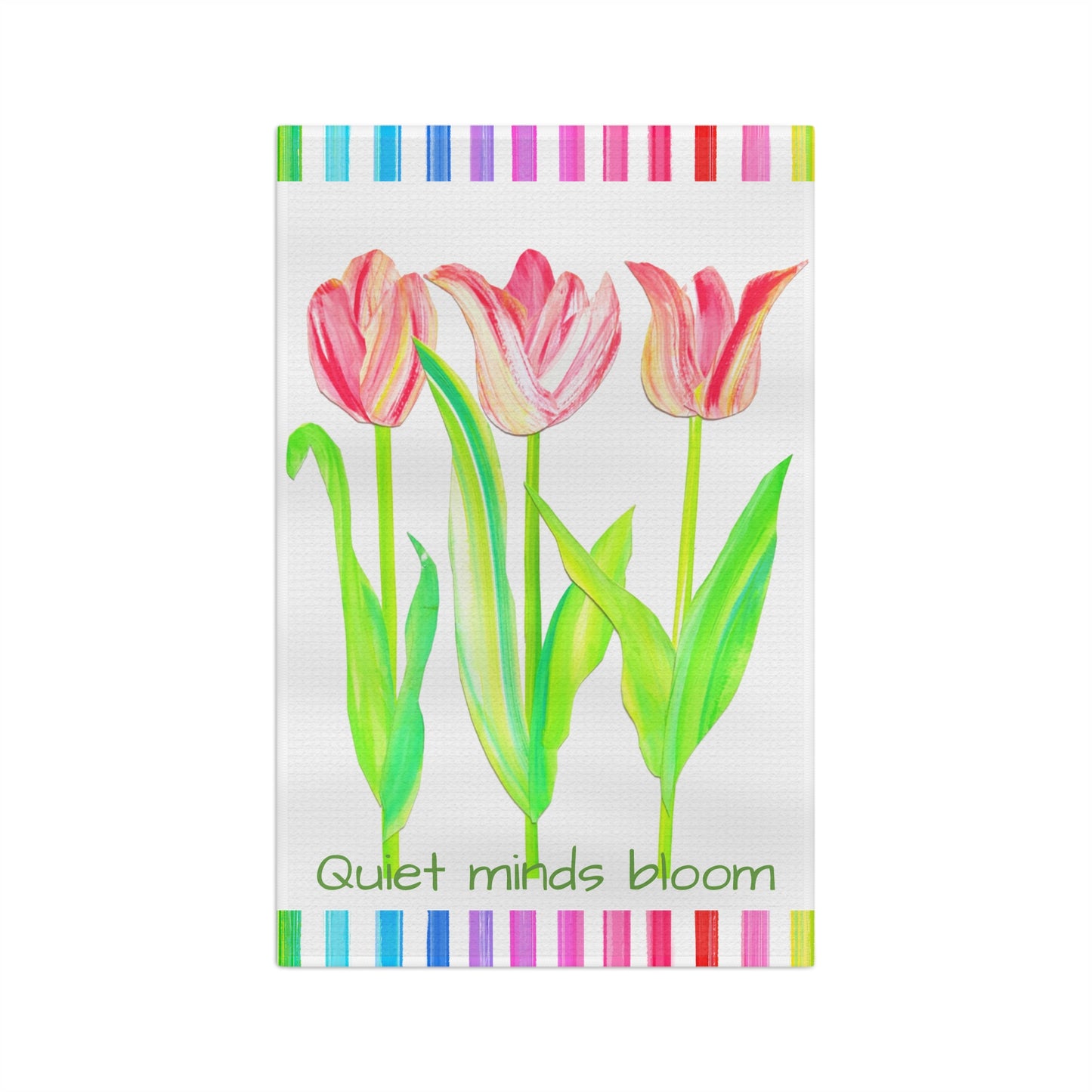 Vibrant Tulip Microfiber Tea Towel Quiet minds bloom
