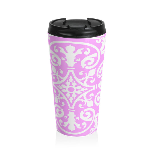 Scrollwork Stainless Steel Travel Mug "Progress not perfection"