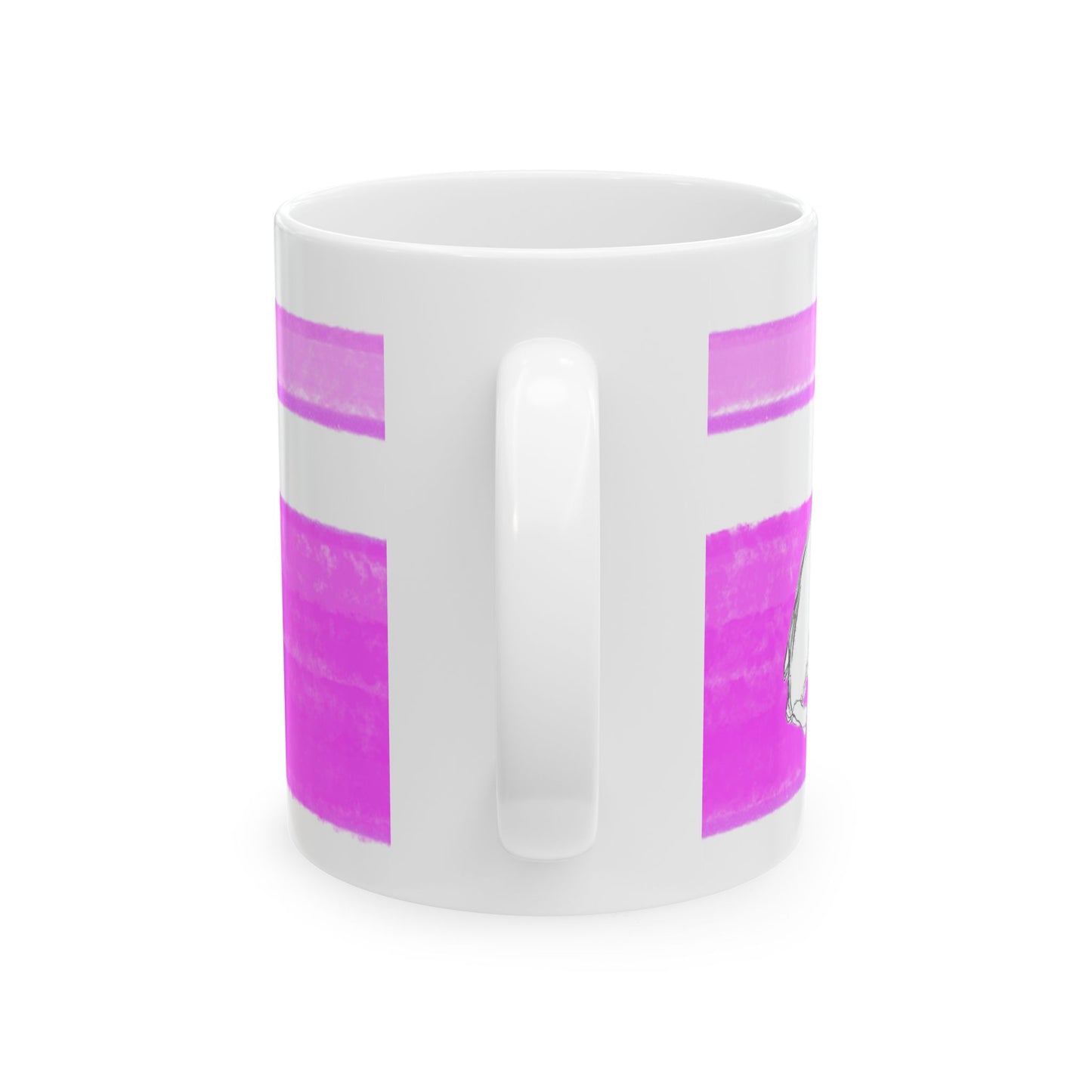 Mega Stripe Dogi Butterfly Flutter Ceramic Mug, (11oz, 15oz),  Purplish Pink Teri