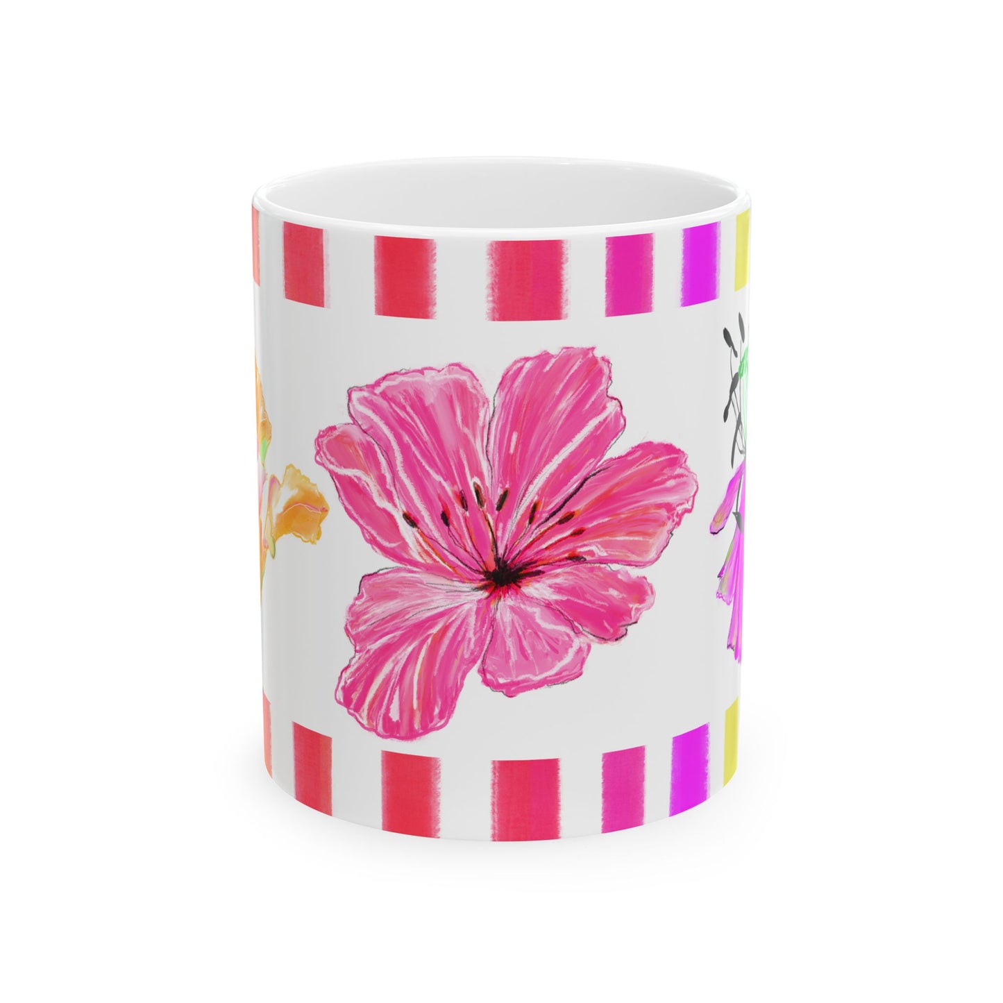 Tulip Love Ceramic Mug, (11oz, 15oz) Pink, Orange
