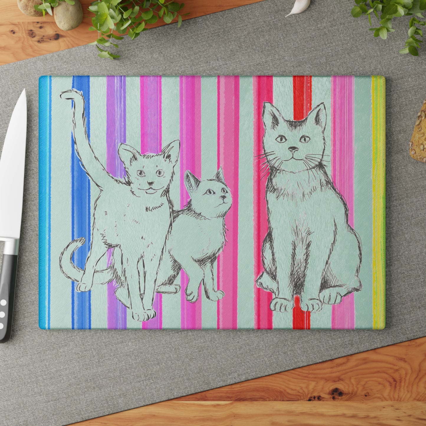 Kitty Fun Glass Cutting Board