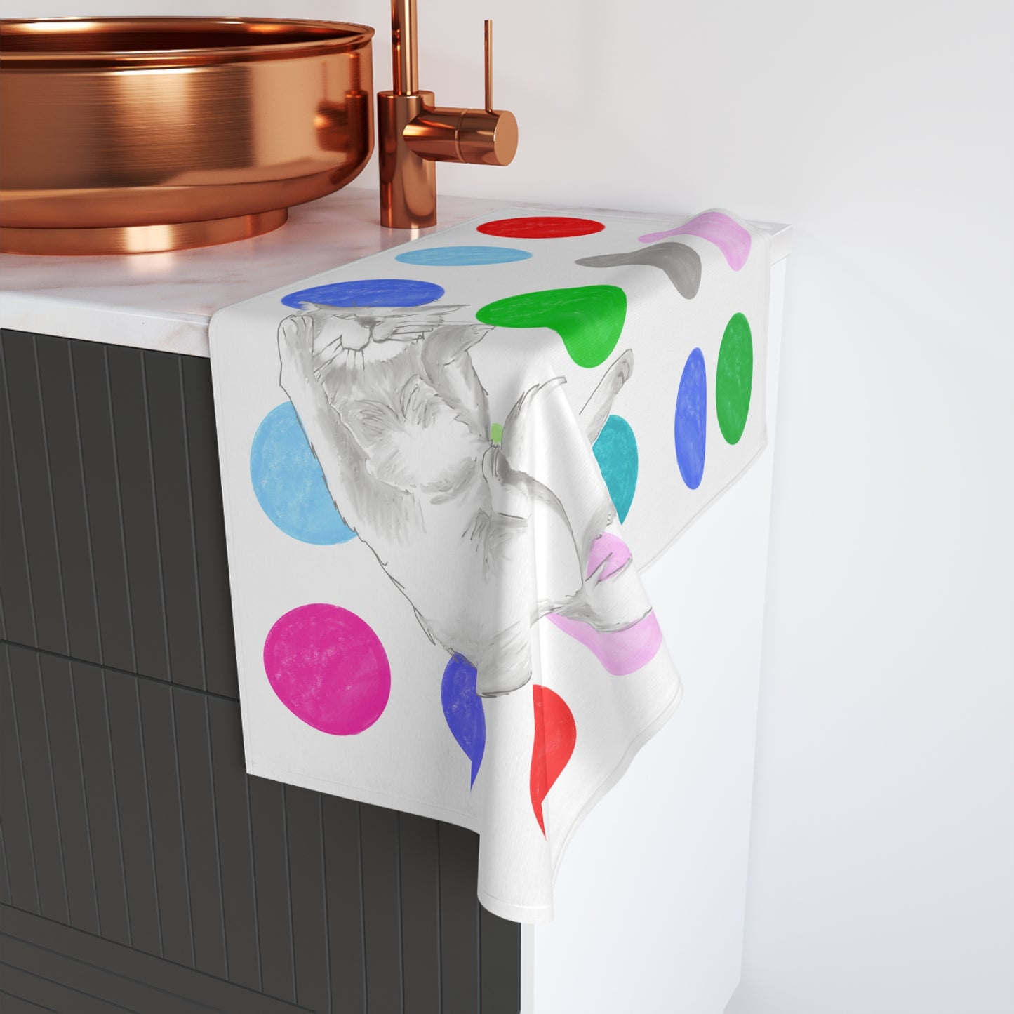 Kitty Fun Hand Towel Multi-Color