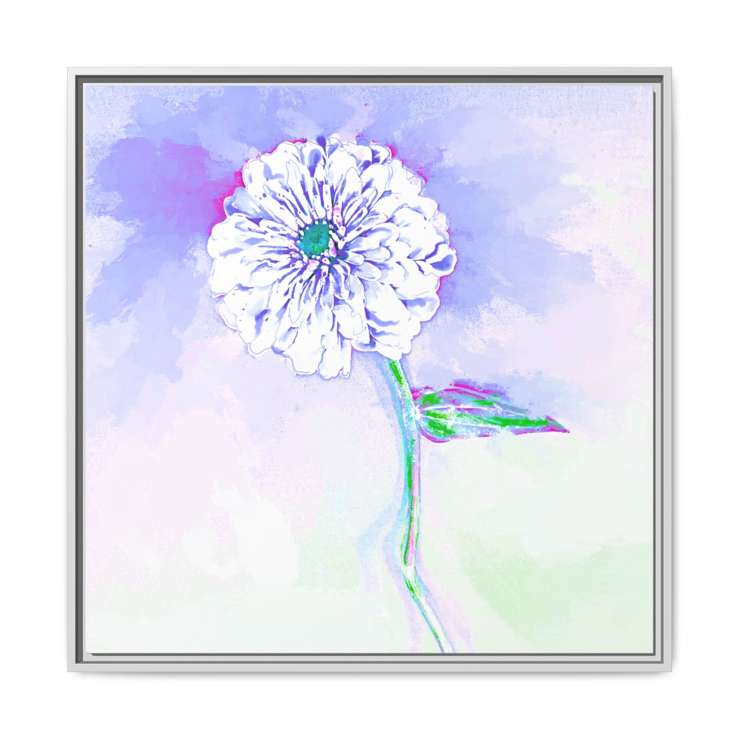 Zinnia Color Splash Matte Canvas Periwinkle Framed