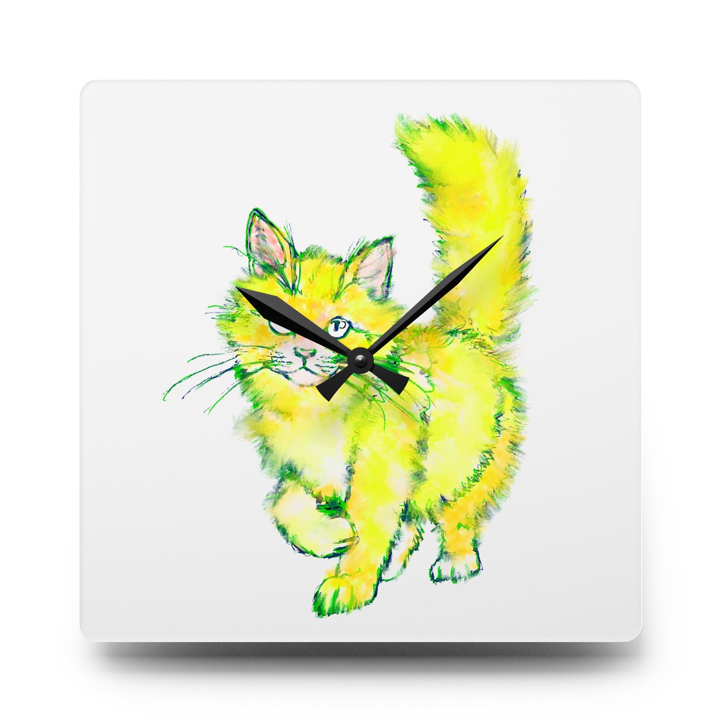 Colorful Cats & Dogs Wall Clock in Yellow