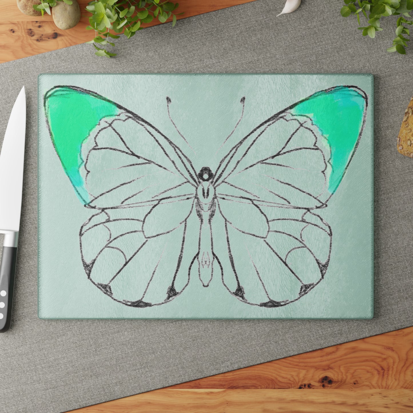 Chroma Glass Cutting Board Blue Green
