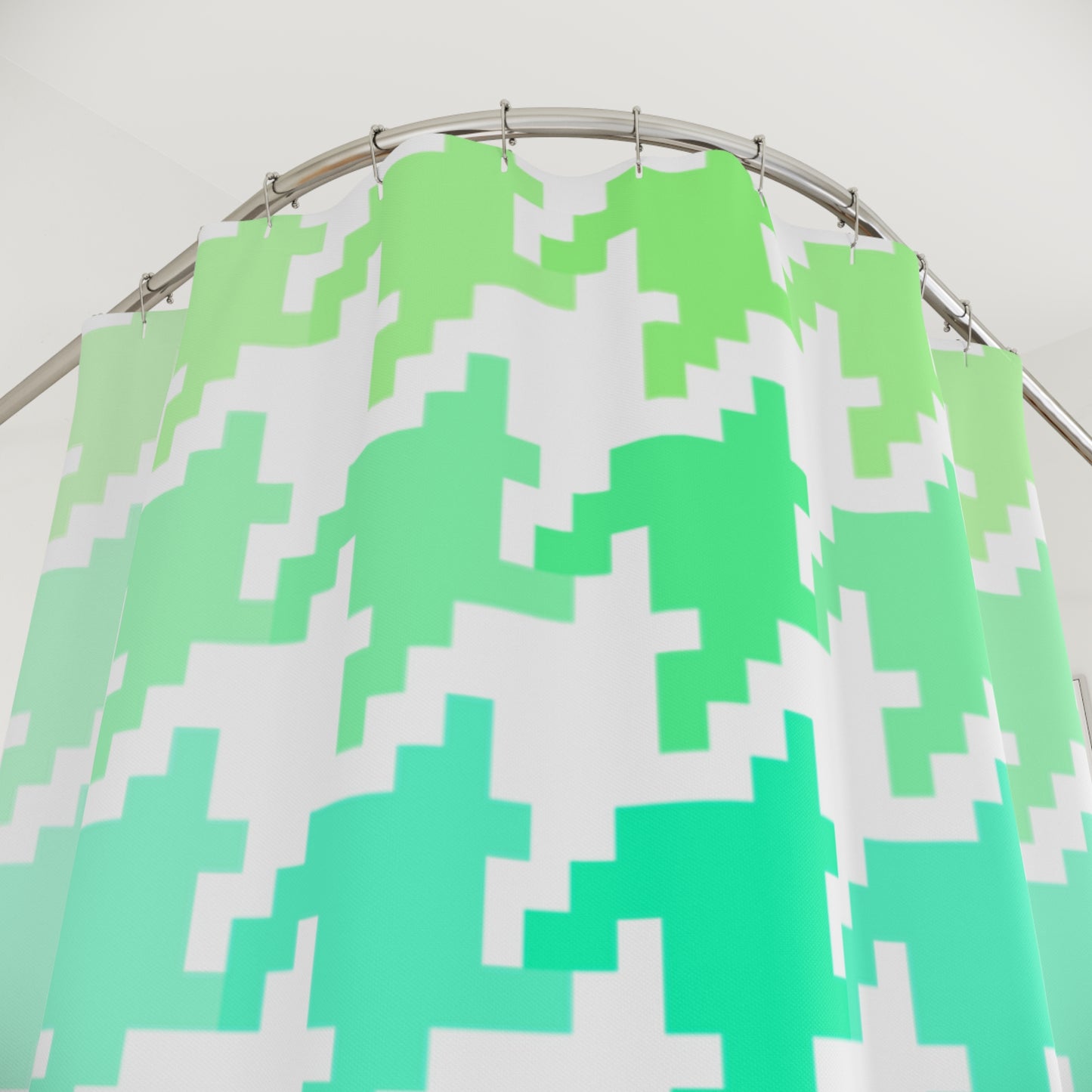Houndstooth Fun Shower Curtains Aqua/Green