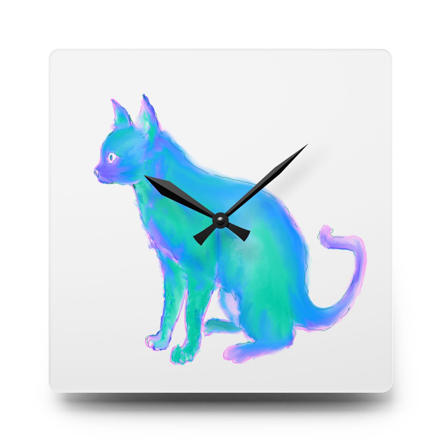 Colorful Dogs & Cats Wall Clock in Blue and Green
