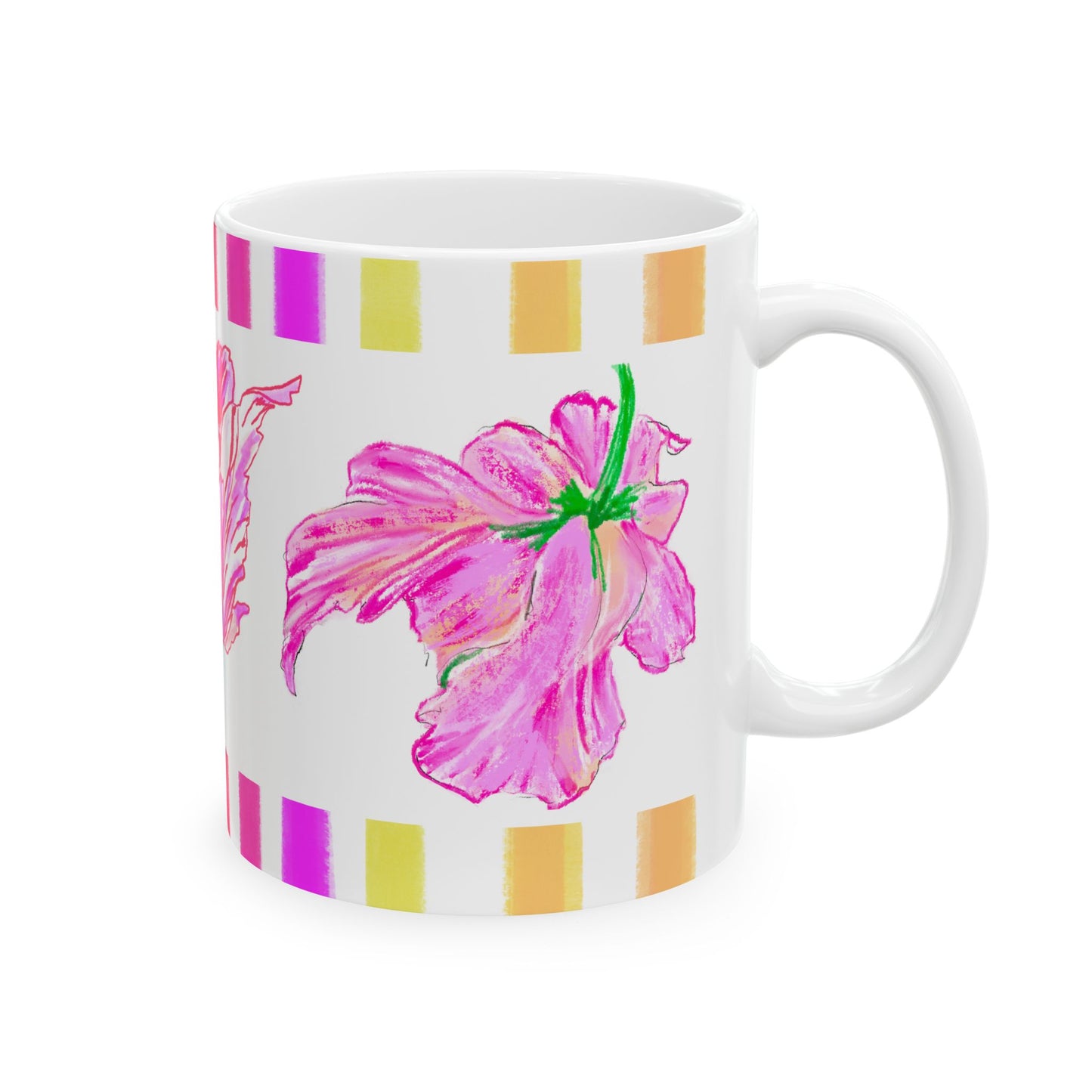 Tulip Love Ceramic Mug, (11oz, 15oz) Lilac, Aqua