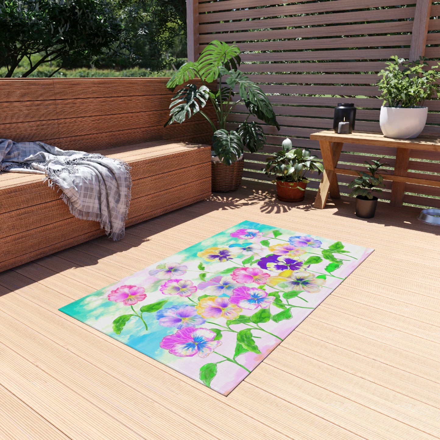 Flower Fun Pansy Outdoor /Indoor Rug