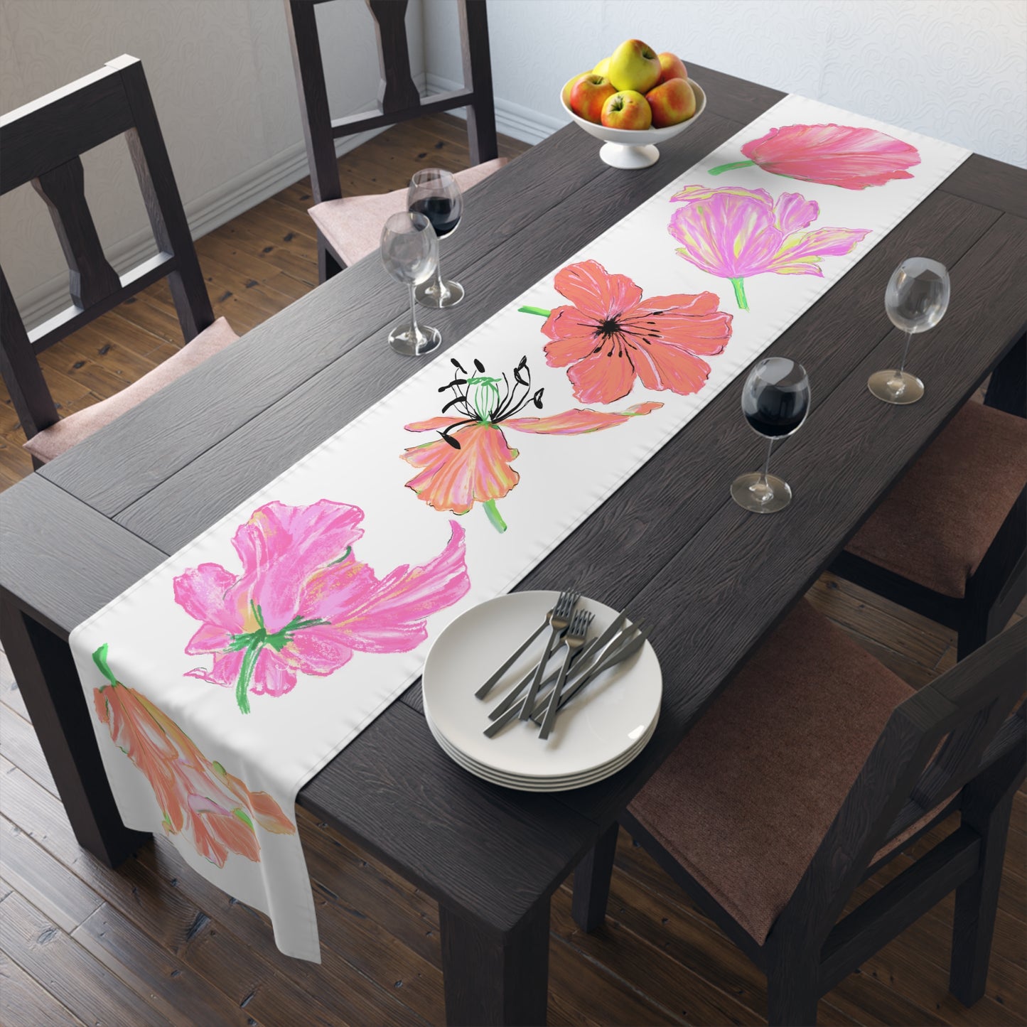 Tulip Love Table Runner 16" x 90" Cotton Creamy White OR Polyester Bright White