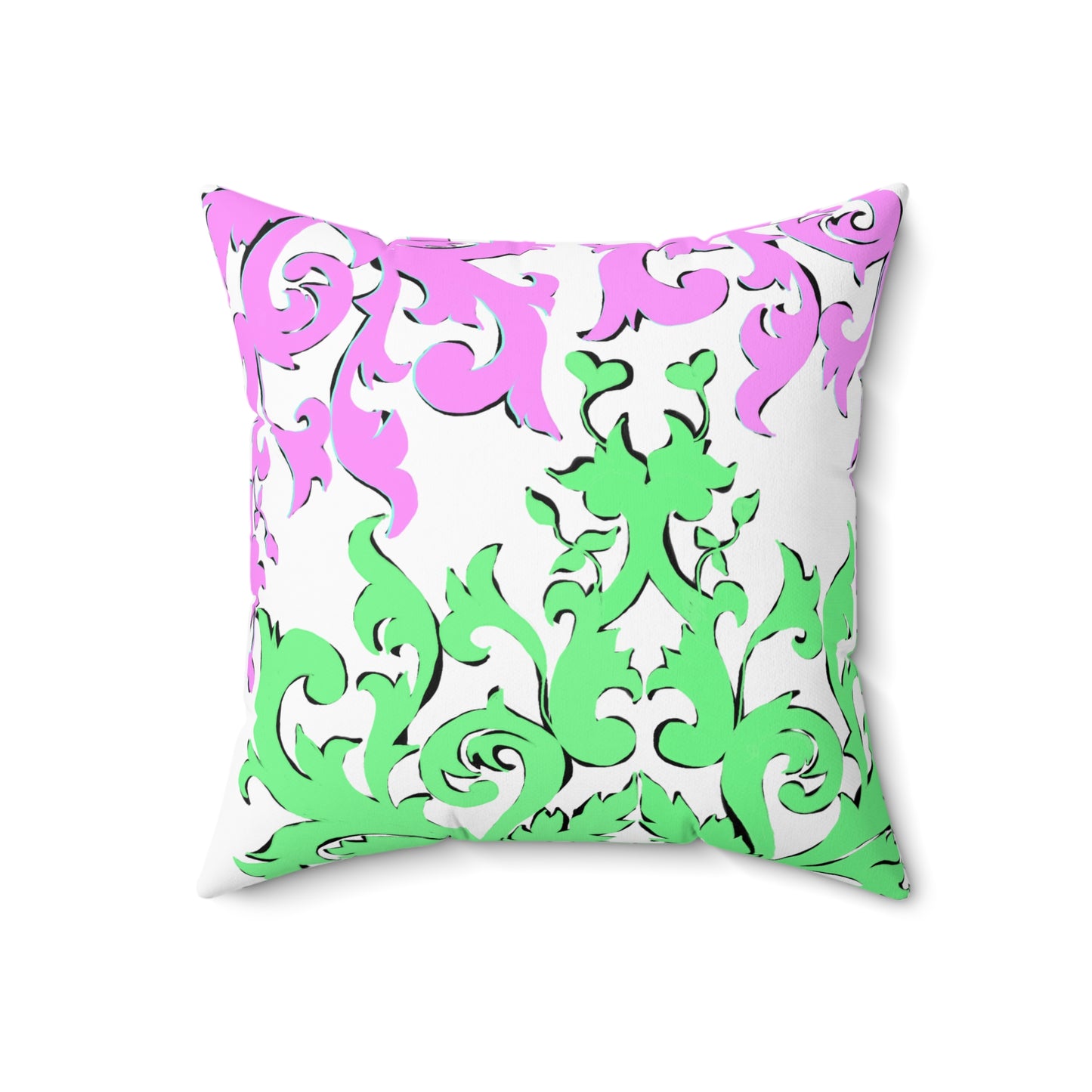 Scrollwork Polyester Square Pillow "Love the Lord..."