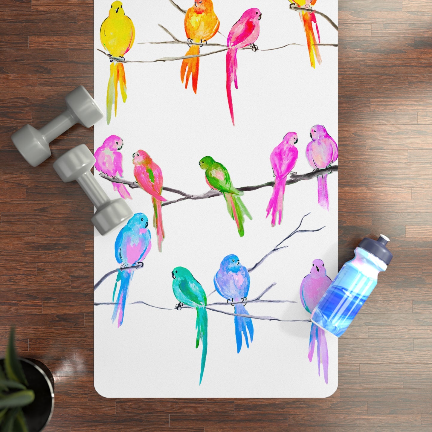 Rubber Yoga Mat Color Wheel of Chirping Birds
