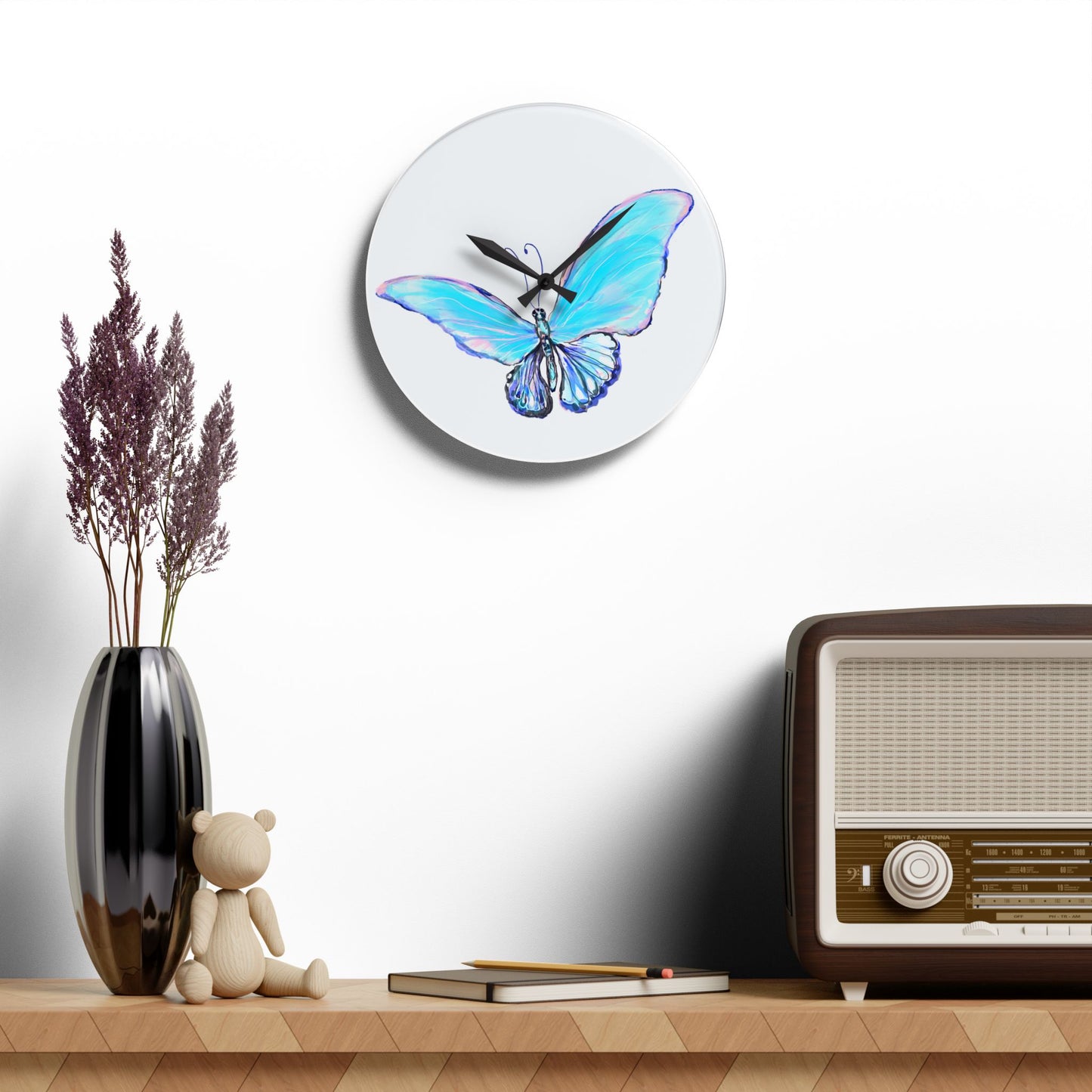Blossom Glide Acrylic Clock Blue