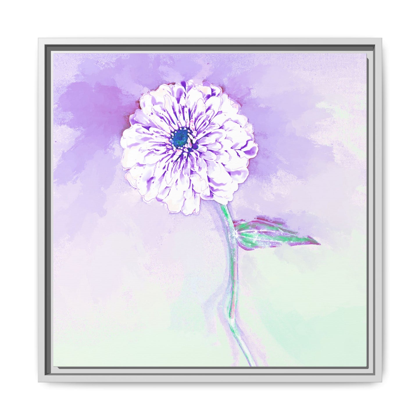 Zinnia Color Splash Matte Canvas Lilac Framed