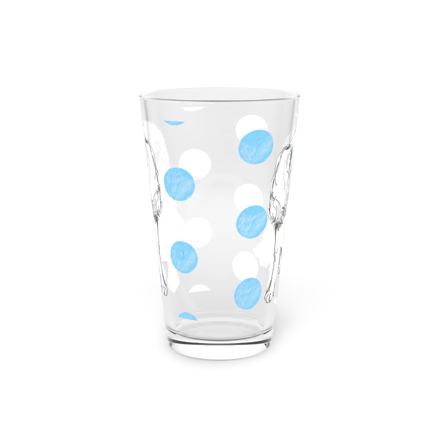 Dogi Fun and Polka Dots Pint Glass in Aqua, Cocker Spaniel, 16oz