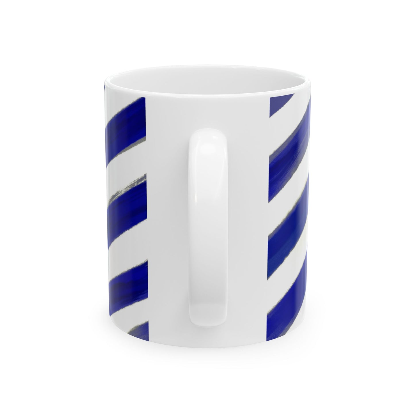 Diagonal Stripe Ceramic Mug in Ultramarine Blue, 11oz